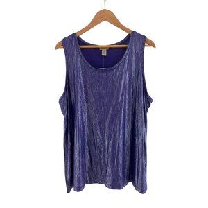 Easywear by Chico's Purple Foiled‎ Tank Top Shirt Size 3 = XL/16 New Shimmer